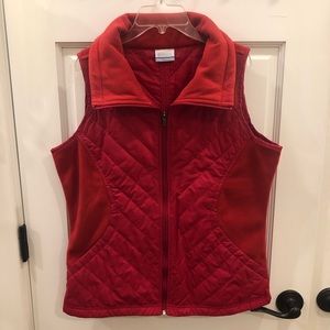 Red Columbia vest.
